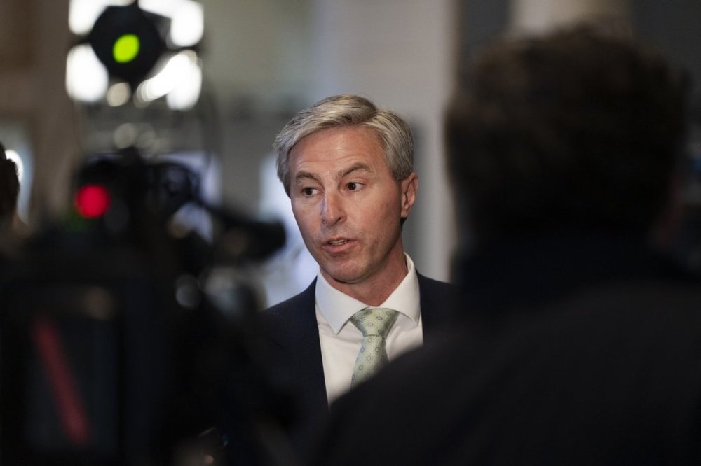 Nova Scotia Premier Tim Houston speaks to reporters at the Nova Scotia legislature in Halifax, Feb. 29, 2024. THE CANADIAN PRESS/Darren Calabrese