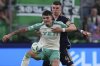 Austin FC forward Brandon Vazquez (9) and Vancouver Whitecaps defender Ranko Veselinovic (4) battle for control of the ball during the second half of an MLS soccer match in Austin, Texas, Saturday, May 17, 2025. (AP Photo/Eric Gay)