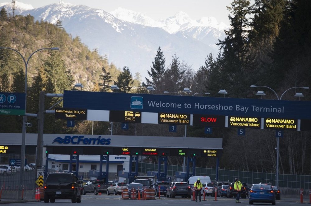 BC Ferries ticketing booths are pictured at Horseshoe Bay near West Vancouver, B.C. Monday, March 16, 2020. THE CANADIAN PRESS/Jonathan Hayward