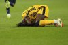Inter Milan's Yann Bisseck grimaces on the ground after getting injured during the Champions League final soccer match between Paris Saint-Germain and Inter Milan at the Allianz Arena in Munich, Germany, Saturday, May 31, 2025. (AP Photo/Luca Bruno)