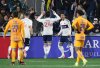 Vancouver Whitecaps' Damir Kreilach (19) and Brian White (24) celebrate Kreilach's goal against Tigres UANL during the first half of a CONCACAF Champions Cup soccer match, in Langford, B.C., on Wednesday, February 7, 2024. THE CANADIAN PRESS/Darryl Dyck