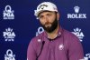 Jon Rahm, of Spain, speaks during a news conference at the PGA Championship golf tournament at the Quail Hollow Club, Tuesday, May 13, 2025, in Charlotte, N.C. (AP Photo/Matt York)