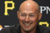 Don Kelly, the Pittsburgh Pirates new manager, talks with reporters before a baseball game against the Atlanta Braves in Pittsburgh, Friday, May 9, 2025. (AP Photo/Gene J. Puskar)