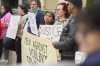 Protestors raising awareness for sexual assault survivors protest outside the courthouse in London, Ont., Friday, May 2, 2025. THE CANADIAN PRESS/Geoff Robins