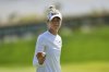 Nelly Korda reacts after finishing on the 18th green during the final round of the Mizuho Americas Open LPGA golf tournament, Sunday, May 11, 2025, in Jersey City, N.J. (AP Photo/Seth Wenig)