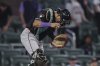 Arizona Diamondbacks catcher Gabriel Moreno reacts after a win against the Atlanta Braves, Wednesday, June 4, 2025, in Atlanta. (AP Photo/Colin Hubbard)