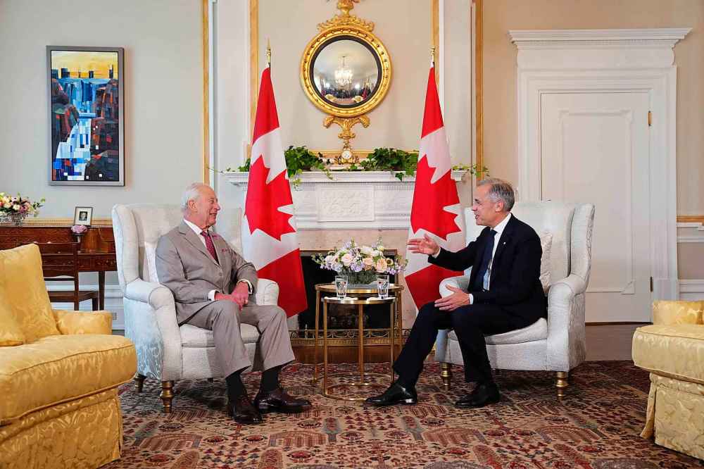 Prime Minister Mark Carney has an audience with King Charles at Rideau Hall in Ottawa during a royal visit on Monday, May 26, 2025. THE CANADIAN PRESS/Sean Kilpatrick