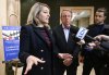 Jean Simard, president and CEO of the Aluminium Association of Canada, centre, looks on as Industry Minister Mélanie Joly speaks to the media after arriving for a meeting in Montreal on Sunday, June 1, 2025. THE CANADIAN PRESS/Graham Hughes