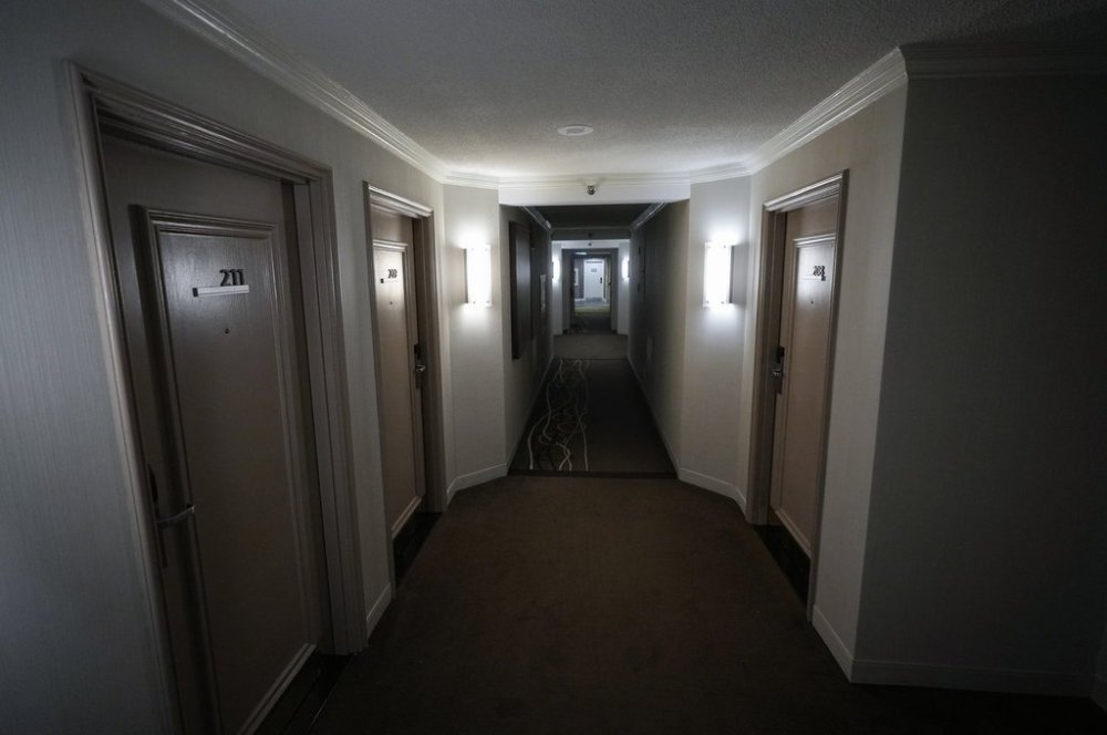 The entrance to room 209 is seen at the Delta Armouries hotel in London, Ontario on April 25, 2025. THE CANADIAN PRESS/Darryl Dyck