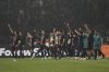 PSG players celebrate after the Champions League semifinal, second leg soccer match between Paris Saint-Germain and Arsenal at the Parc des Princes in Paris, Wednesday, May 7, 2025. (AP Photo/Aurelien Morissard)