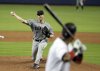 FILE - Cleveland Indians starting pitcher Corey Kluber throws to a Miami Marlins batter during the first inning of a baseball game Wednesday, May 1, 2019, in Miami. (AP Photo/Lynne Sladky, file)