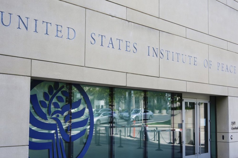 The United State Institute of Peace building is pictured, Monday, May 19, 2025, in Washington. (AP Photo/Julia Demaree Nikhinson)