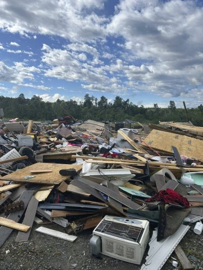This photo provided by Washington County Sheriff's office shows damage from severe weather in Washington County, Ky., on Friday, May 30, 2025. (Sheriff Jerry Pinkston/Washington County Sheriff's office via AP)