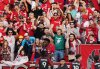 Toronto FC forward Deandre Kerr, centre, celebrates his goal against D.C. United with fans and teammates during first half MLS action in Toronto on Saturday, May 27, 2023.THE CANADIAN PRESS/Chris Young