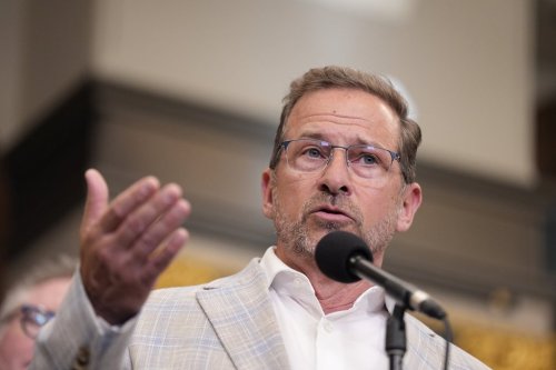 Bloc Leader Yves-Francois Blanchet speaks with reporters in the Foyer of the House of Commons in Ottawa on Wednesday, May 7, 2025. THE CANADIAN PRESS/Adrian Wyld