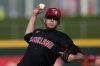 FILE - Cleveland Guardians pitcher Nic Enright throws in the ninth inning of a spring training baseball game against the Oakland Athletics, Tuesday, Feb. 27, 2024, in Goodyear, Ariz. (AP Photo/Carolyn Kaster, File)