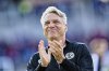 SV Elversberg coach Horst Steffen applauds supporters before a Bundesliga relegation, second leg soccer match against 1. FC Heidenheim, May 26, 2025, in Spiesen-Elversberg, Germany. (Uwe Anspach/dpa via AP)