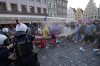 Police spray tear gas at Chelsea fans ahead of the Europa Conference League final soccer match between Real Betis and Chelsea in Wroclaw, Poland, Tuesday, May 27, 2025. (AP Photo/ Czarek Sokolowski)