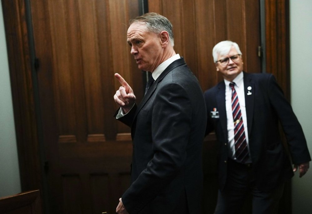 Minister of National Defence David McGuinty gestures as he arrives for a meeting of the federal cabinet in West Block on Parliament Hill in Ottawa on Wednesday, May 14, 2025. THE CANADIAN PRESS/Justin Tang