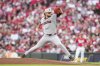 Cleveland Guardians pitcher Slade Cecconi throws during the third inning of a baseball game against the Cincinnati Reds, Saturday, May 17, 2025, in Cincinnati. (AP Photo/Jeff Dean)