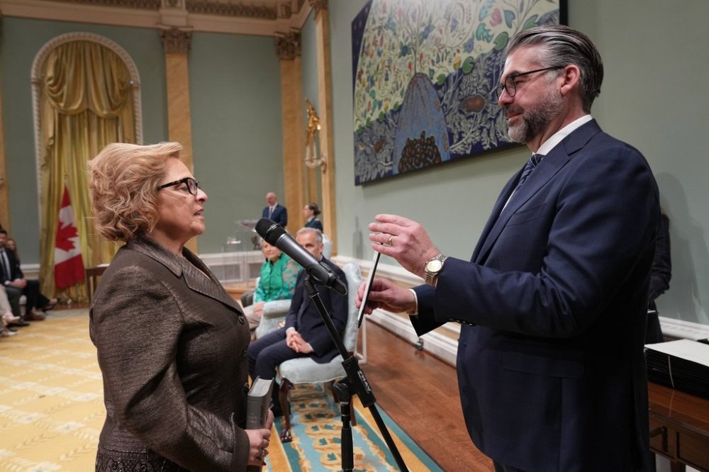 Minister of Immigration, Refugees and Citizenship Lena Diab takes part in the cabinet swearing-in ceremony at Rideau Hall in Ottawa on Tuesday, May 13, 2025. THE CANADIAN PRESS/Christinne Muschi