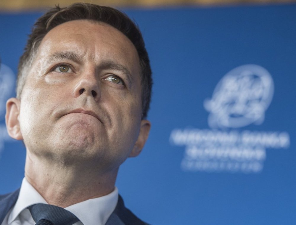 FILE - Slovakia's central bank (NBS) governor Peter Kazimir during a press conference on