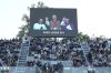 A screen flashes the news of new Pope Leo XIV, during the second round match between Italys' Fabio Fognini and Britain's Jacob Fearnley at the Italian Open tennis tournament, Thursday. May 8, 2025, in Rome. (Alfredo Falcone/LaPresse via AP)
