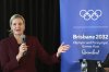 IOC president-elect Kirsty Coventry speaks at a press conference for the Brisbane 2032 Olympic and Paralympic Games in Brisbane, Australia, Thursday, May 22, 2025. (Darren England/AAP Image via AP)