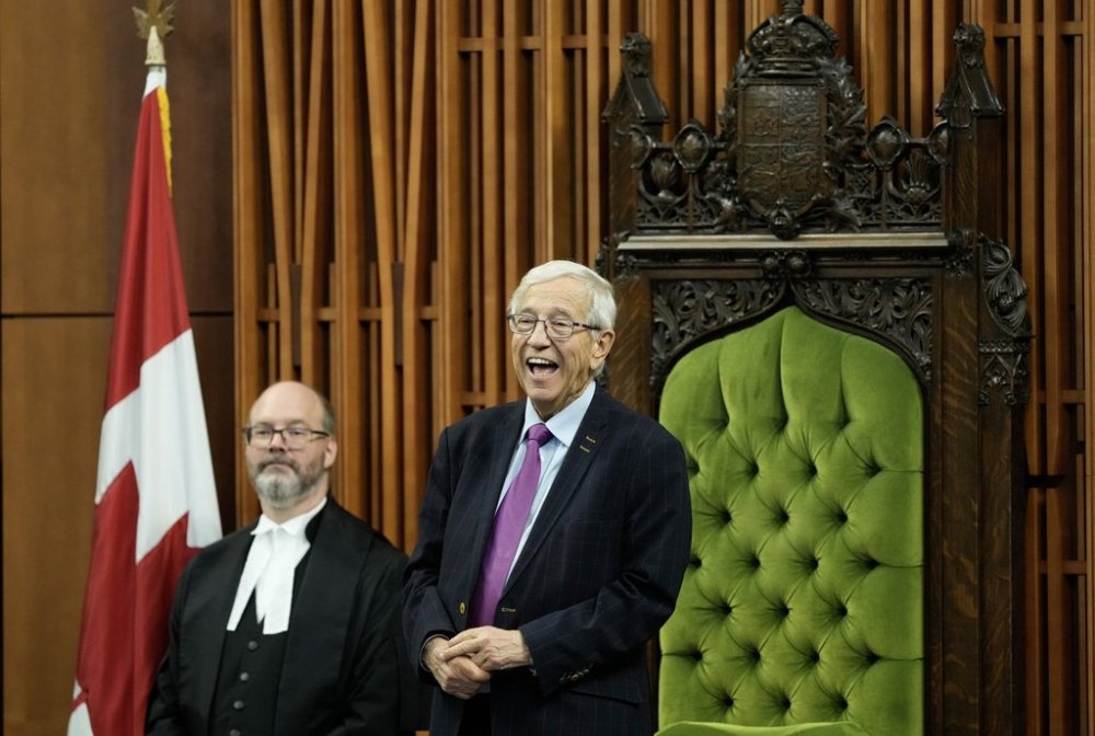 Dean of the House of Commons Louis Plamondon presides over the election of a new Speaker in the House of Commons in Ottawa on Monday, May 26, 2025. THE CANADIAN PRESS/Adrian Wyld