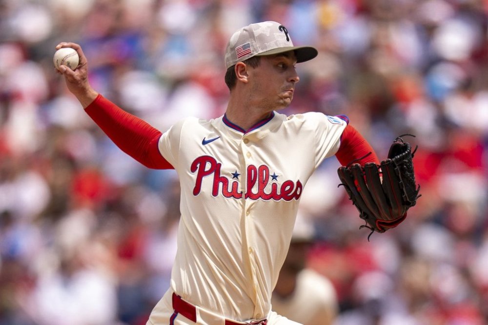 Philadelphia Phillies starting pitcher Mick Abel delivers during the third inning of a baseball game against the Pittsburgh Pirates, Sunday, May 18, 2025, in Philadelphia. (AP Photo/Chris Szagola)