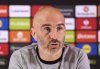 Chelsea manager Enzo Maresca speaks during a press conference at Stamford Bridge, London, Wednesday May 7, 2025, one day ahead of their Conference League semifinal second leg soccer match against Djurgarden. (Ben Whitley/PA via AP)