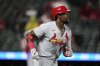 St. Louis Cardinals' Jordan Walker watches as he hits an RBI triple during the eighth inning of a baseball game against the Baltimore Orioles, Tuesday, May 27, 2025, in Baltimore. (AP Photo/Stephanie Scarbrough)