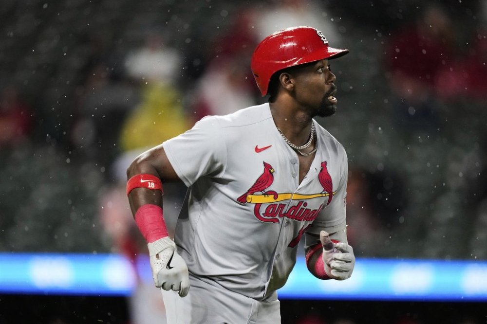 St. Louis Cardinals' Jordan Walker watches as he hits an RBI triple during the eighth inning of a baseball game against the Baltimore Orioles, Tuesday, May 27, 2025, in Baltimore. (AP Photo/Stephanie Scarbrough)