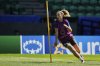Barcelona's Alexia Putellas runs during a training session, on the eve of the women's Champions League final soccer match between Arsenal and FC Barcelona, at the Jose Alvalade Stadium, in Lisbon, Friday, May 23, 2025. (AP Photo/Armando Franca)