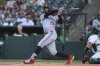 Minnesota Twins' Byron Buxton hits a double that scores two runs against the Athletics during the second inning of a baseball game Monday, June 2, 2025, in West Sacramento, Calif. (AP Photo/Scott Marshall)