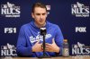 FILE - Los Angeles Dodgers pitcher Evan Phillips speaks during a news conference Saturday, Oct. 19, 2024, in Los Angeles. (AP Photo/Mark J. Terrill,File)