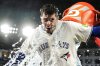 Blue Jays infielder Ernie Clement reacts after Gatorade is poured over him following his walkoff RBI single during the ninth inning of a Major League Baseball game against the Detroit Tigers in Toronto on May 17, 2025. THE CANADIAN PRESS/Chris Young
