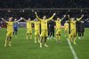 Ukraine's players thank fans during the UEFA Nations League, group B1 soccer match between Georgia and Ukraine at the AdjaraBet Arena in Batumi, Georgia, Saturday, Nov. 16, 2024. (AP Photo/Tamuna Kulumbegashvili)