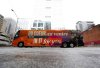 The NDP campaign bus is parked in downtown Ottawa on Saturday, March 22, 2025. THE CANADIAN PRESS/Justin Tang