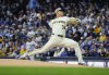 Milwaukee Brewers starting pitcher Tobias Myers throws to the Minnesota Twins during the first inning of a baseball game, Saturday May 17, 2025, in Milwaukee. (AP Photo/Jeffrey Phelps)