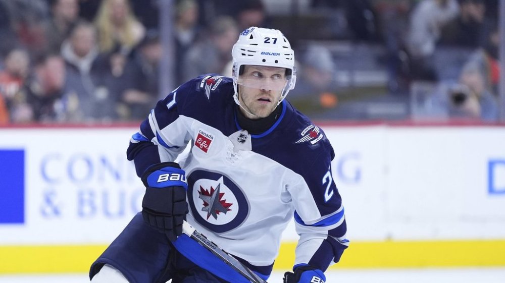 FILE - Winnipeg Jets' Nikolaj Ehlers plays during an NHL hockey game, Thursday, in Philadelphia. (AP Photo/Matt Slocum, File)