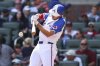 Atlanta Braves' Matt Olson hits a single in the first inning of a baseball game against the Colorado Rockies, Saturday, June 14, 2025, in Atlanta. (AP Photo/Colin Hubbard)