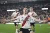 FILE - Franco Mastantuono of Argentina's River Plate celebrates after scoring from the penalty spot his side's third goal against Ecuador's Independiente del Valle during a Copa Libertadores Group B soccer match at the Monumental stadium in Buenos Aires, Argentina, Thursday, May 15, 2025. (AP Photo/Gustavo Garello, File)