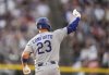 Los Angeles Dodgers' Michael Conforto gestures to the bullpen as he circles the bases after hitting a three-run home run off Colorado Rockies starting pitcher Germán Márquez in the fourth inning of a baseball game Tuesday, June 24, 2025, in Denver. (AP Photo/David Zalubowski)