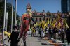 Protesters gather to protest the arrival of Prime Minister of India Narendra Modi at the G7 summit in Calgary on Monday, June 16, 2025. THE CANADIAN PRESS/Jason Franson