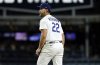 Los Angeles Dodgers pitcher Clayton Kershaw reacts after striking out Chicago White Sox's Vinny Capra during the sixth inning for his 3,000th career strikeout Wednesday, July 2, 2025, in Los Angeles. (AP Photo/Kevork Djansezian)