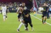 Saudi Arabia defender Ali Majrashi (26) fouls Mexico forward Alexis Vega (10) during a CONCACAF Gold Cup quarterfinal soccer match, Saturday, June 28, 2025, in Glendale, Ariz. (AP Photo/Samantha Chow)