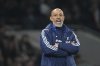 FILE - Nottingham Forest's head coach Nuno Espirito Santo reacts during the English Premier League soccer match between Tottenham and Nottingham Forest at Tottenham Hotspur Stadium in London, Monday, April 21, 2025. (AP Photo/Dave Shopland, File)