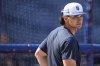 Kansas City Royals designated hitter Jac Caglianone waits to take batting practice prior to a baseball game against the New York Yankees, Tuesday, June 10, 2025, in Kansas City, Mo. (AP Photo/Ed Zurga)