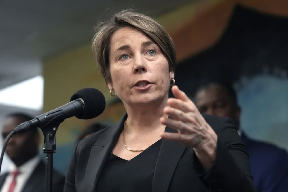 Massachusetts Gov. Maura Healey takes questions from reporters in Boston, Wednesday, Jan. 31, 2024. THE CANADIAN PRESS/AP-Steven Senne